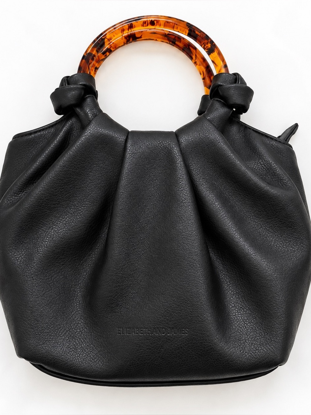 Elizabeth & James Black Slouchy Hobo Bag Tortoise Handle